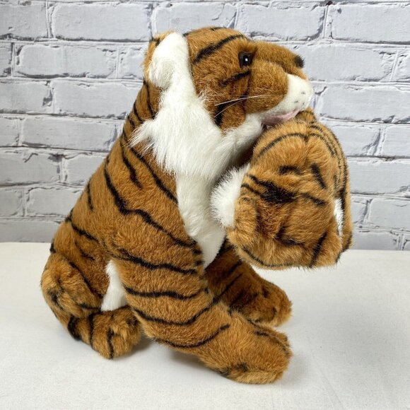 TIGER and BABY Purr-fection MJC Plush Toy 13" Tall Original Hang Tag Vintage - Picture 6 of 11